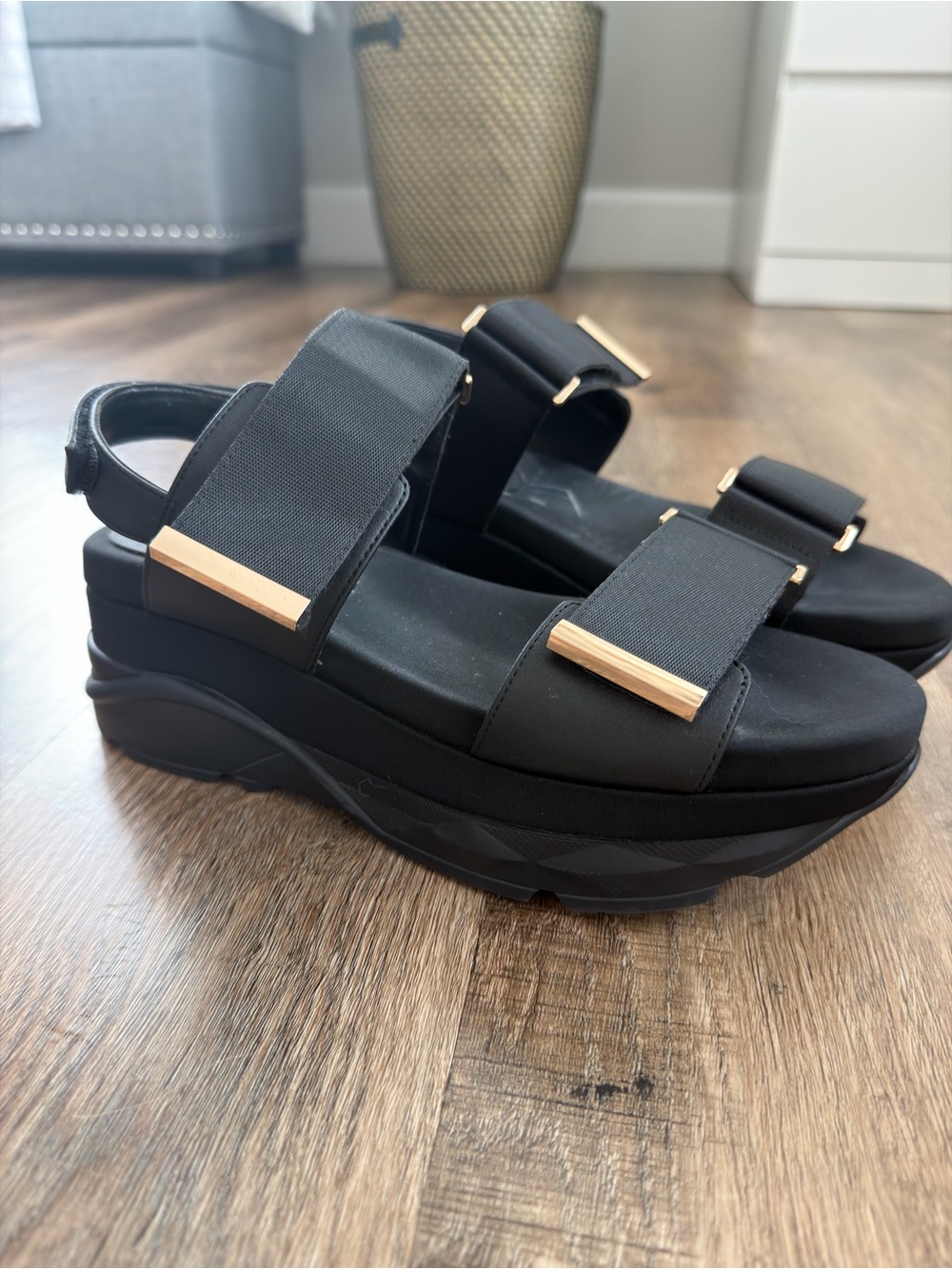 Platform Sandals with Gold Details